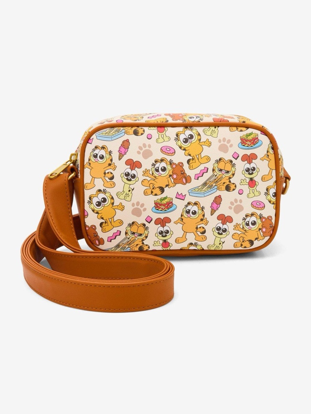 NWT Loungefly Garfield & Odie Print Crossbody Bag in Tan and Cream